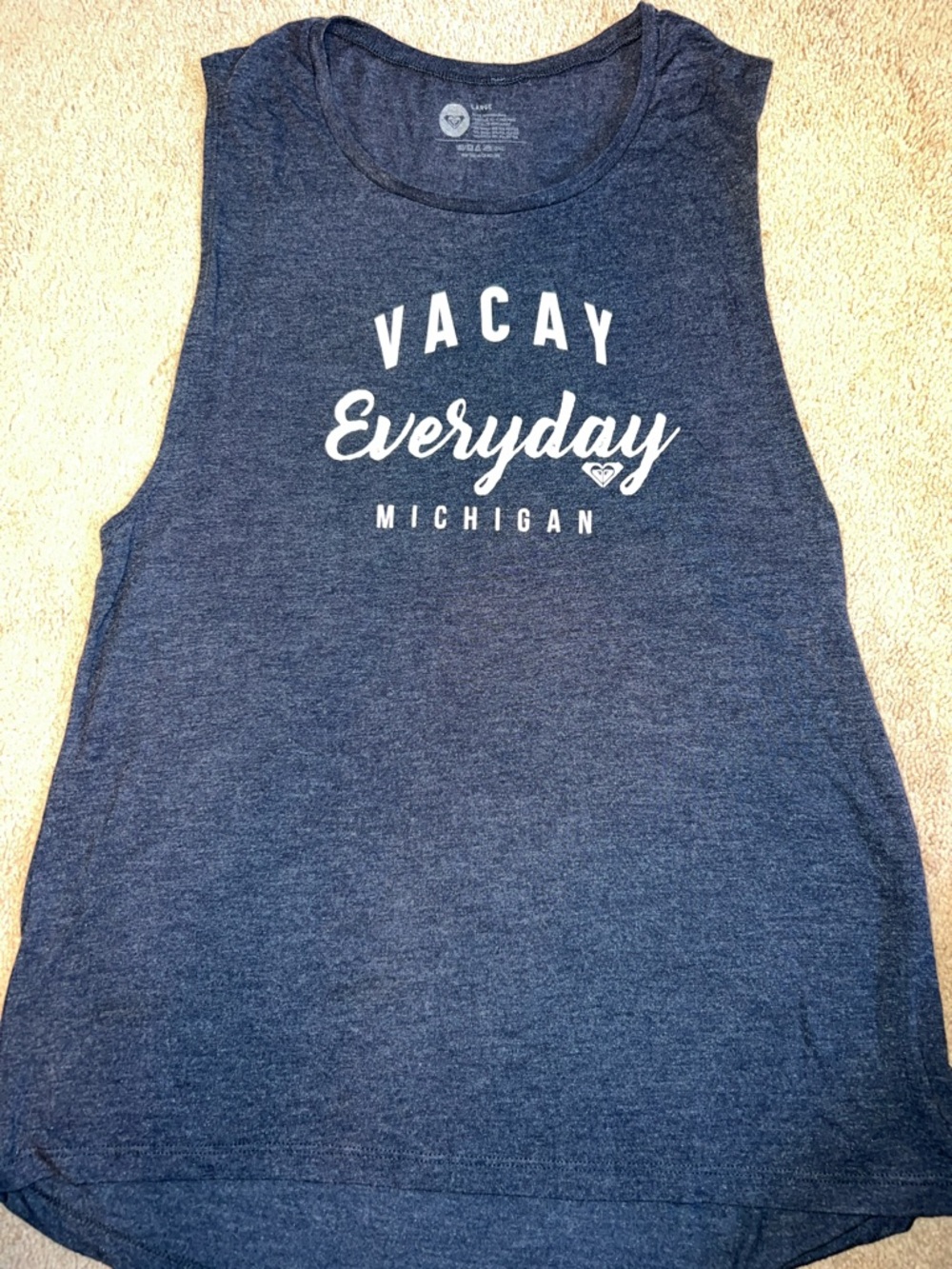 Roxy Navy Blue 'Vacay Everyday Michigan' Muscle Tee